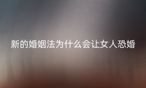 新的婚姻法为什么会让女人恐婚