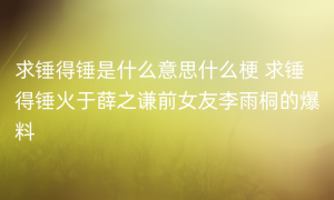求锤得锤是什么意思什么梗 求锤得锤火于薛之谦前女友李雨桐的爆料