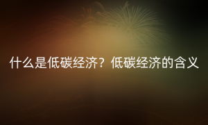 什么是低碳经济？低碳经济的含义
